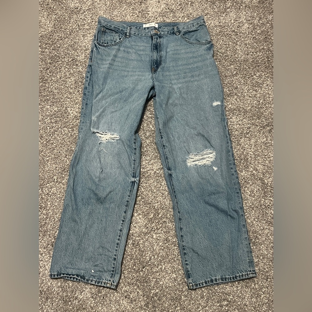 Mango women’s distressed straight leg jeans